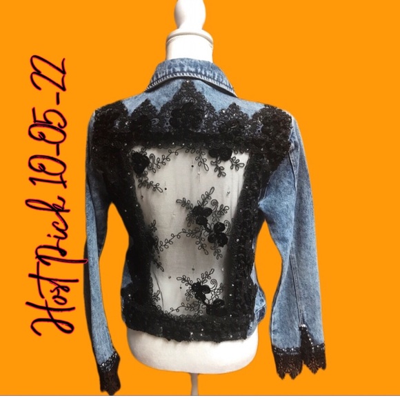 Pamynthia Designs Jackets & Blazers - Black Lace Jean Jacket